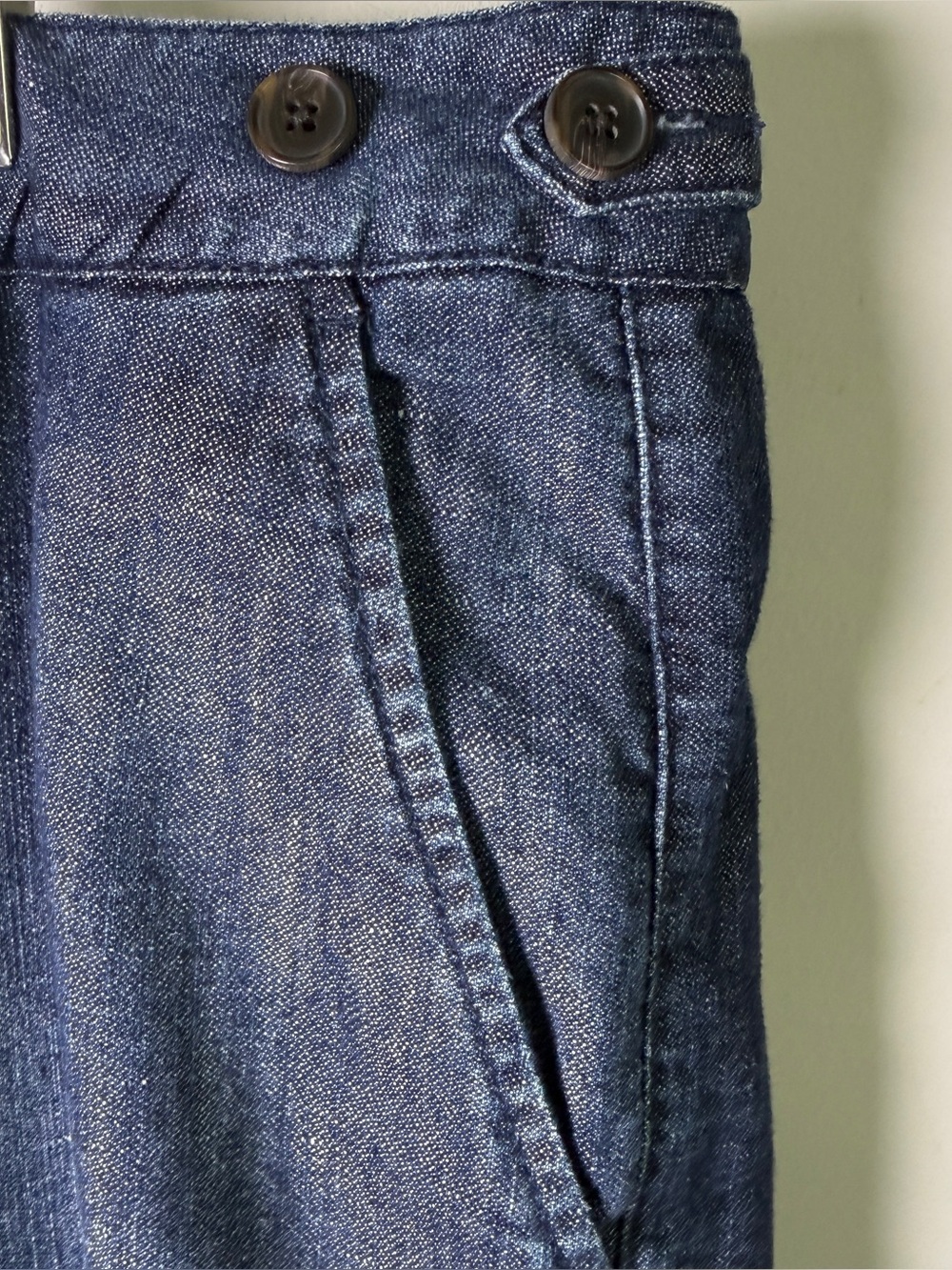Lands End Cotton Linen Trousers Navy Denim Look Old Money Quiet Luxury 16 - Picture 4 of 12